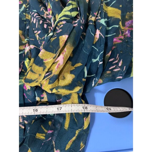 DVF DIANE VON FURSTENBERG Pialla Silk Teal Green Floral Pleated Mini Dress 10 - Picture 10 of 12